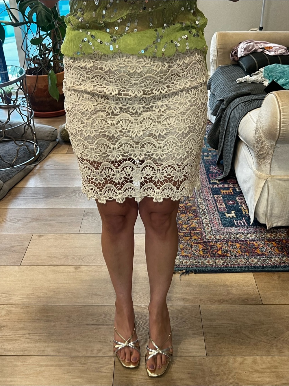 Lush Cream Crochet Lace Pencil Skirt